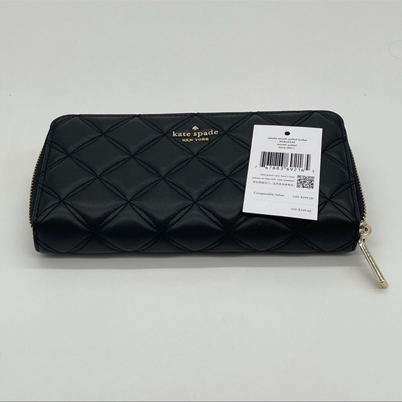 Kate Spade Natalia Smooth Quilted Leather Wallet Black - Picture 11 of 11